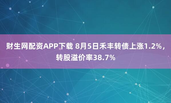 财生网配资APP下载 8月5日禾丰转债上涨1.2%，转股溢价率38.7%