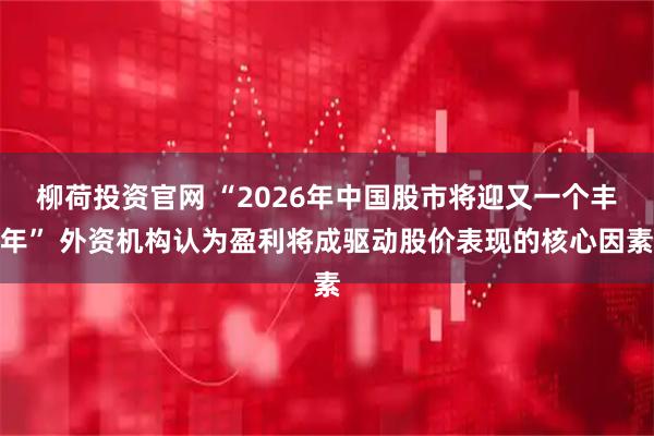 柳荷投资官网 “2026年中国股市将迎又一个丰年” 外资机构认为盈利将成驱动股价表现的核心因素