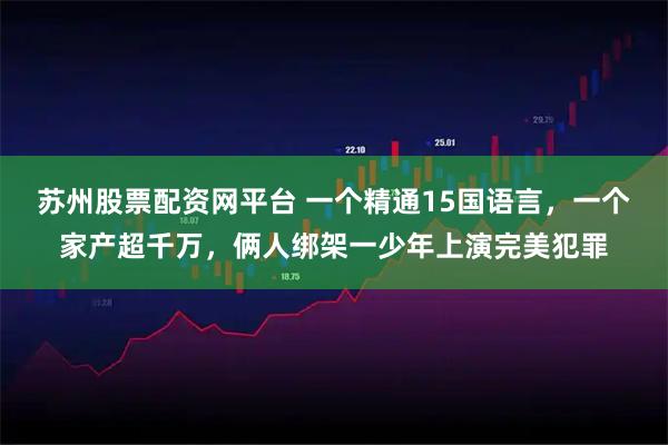 苏州股票配资网平台 一个精通15国语言，一个家产超千万，俩人绑架一少年上演完美犯罪